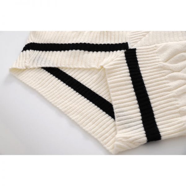 V-neck Colorblock Sweater Fishtail Denim Skirt Two Pieces - Modakawa modakawa