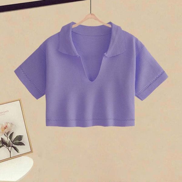 Lapel Crop Top T-Shirt Irregular Lace Up Slip Dress Two Pieces Set - Modakawa modakawa