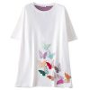 Butterfly Print Backless Loose T-Shirt - Modakawa modakawa