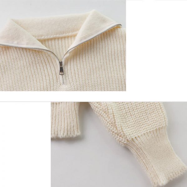 Sailor Collar Zipper Sweater Casual Pants Two Pieces Set - Modakawa modakawa
