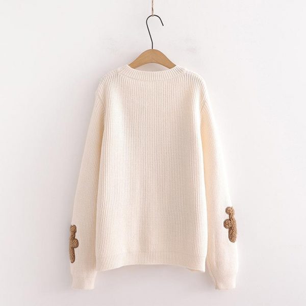 Bear Sweet Knitted Loose Sweater - Modakawa Modakawa