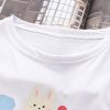 Bunny Earth Print Lace Up T-Shirt Drawstring Pants Suit - Modakawa Modakawa